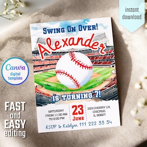 Baseball invitation, national league birthday invitation template, Printable editable invite, rookie of year, sports invite, base ball party