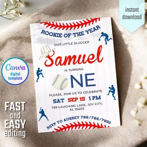 Baseball invitation, national league birthday invitation template, Printable editable invite, rookie of year, sports invite, base ball party