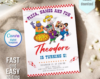 Chuck-E-Cheese Editable Invitation, Printable Birthday Invite, mouse invitation, Instant Download, Birthday Invite template