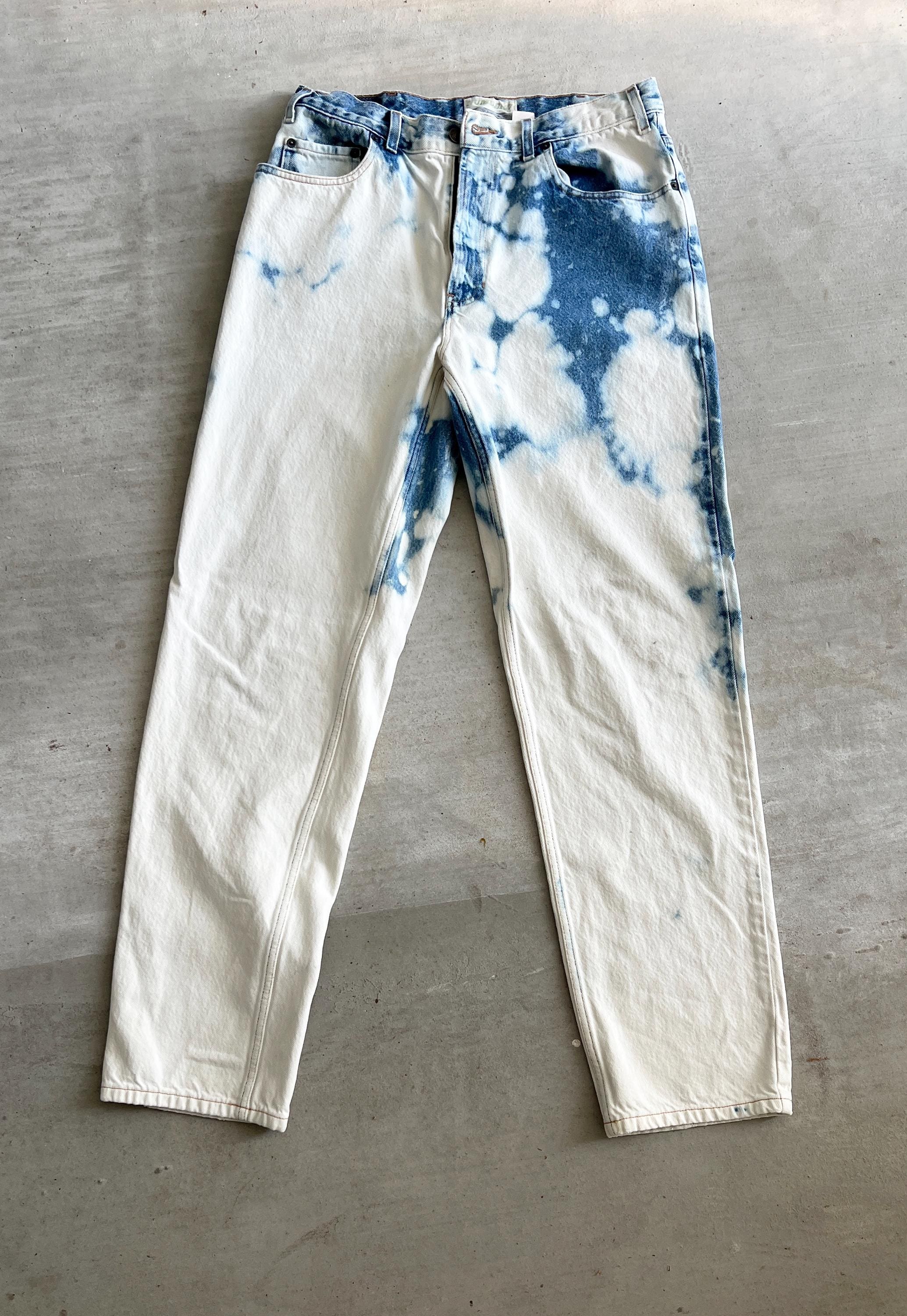 Reverse Acid Wash White & Blue Denim – Artistic Bleached Jeans - Etsy