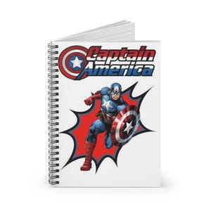 Captain America Spiral Notebook - Perfect for Superhero Fans, Journaling, School Supplies, Gifts, and Collectibles