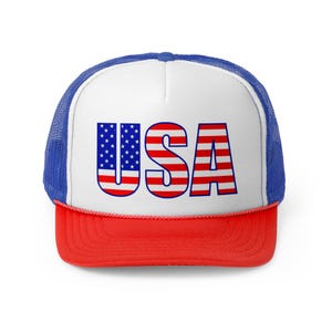 Trucker Caps - USA Hat, American Flag Cap, Patriotic Baseball Hat, Fourth of July Headwear, Red White and Blue Trucker Hat