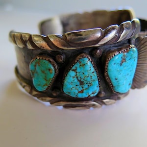 Vintage Navajo Silber & Türkis Herrenarmband 190 Gramm