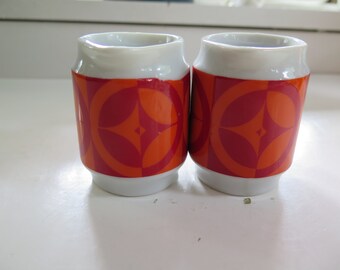 Vintage Lot of 2 Holt Howard 1960s Mod Design Orange & Red