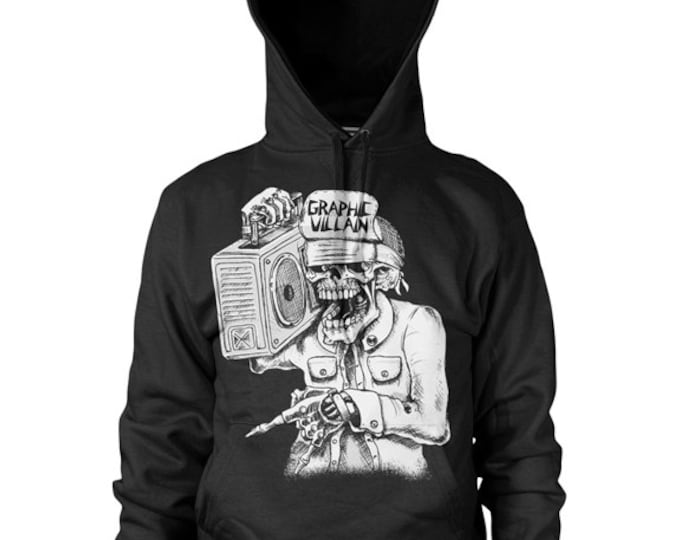 Graphic Villain suicidal boombox logo hoodie