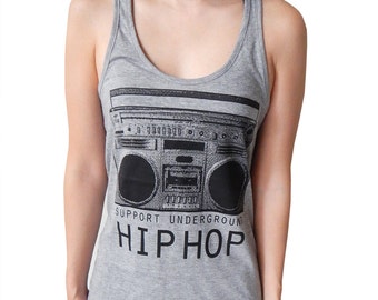 Support Underground Hip Hop womans ultra soft ring spun racerback by Graphic Villain