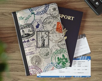 Vintage paspoorthoes met reiszegelontwerp, perfect voor reizigers, cadeau voor avonturiers, reisaccessoires, vakantie [...]