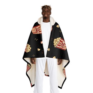 Popcorn Pattern Hooded Blanket | Sherpa Fleece Throw