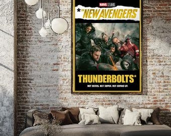 Thunderbolts Poster – Minimalistische superhelden wandkunst | Print geïnspireerd op een anti-heldenstrip | Gedurfd grafisch ontwerp