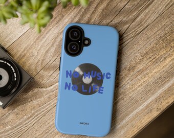Telefoonhoesje met vinylplaat "No Music No Life" | Stevig hoesje