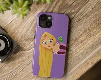 Robuust telefoonhoesje met Rapunzel-print, Disney Princess beschermhoes, telefoonhoesje voor kinderen, cadeau voor fans, paars cartoonontwerp