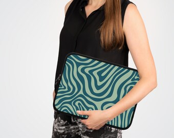 Stijlvolle laptophoes met abstract ontwerp, laptoptas, technisch accessoire, cadeau voor studenten, kantoorgebruik, trendy ontwerp