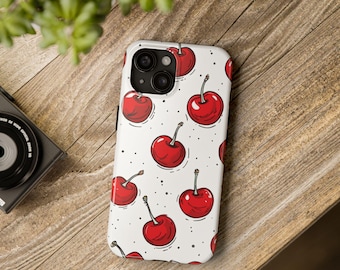 Cherry Phone Case - Duurzame iPhone-hoes, schattig kersenontwerp, lief cadeau voor tieners, zomerse accessoire, verjaardagscadeau