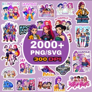 2000+ KPop Huntrix Png Svg Bundle Demon Hunters PNG Saja Girls Boys PNG Girl Dinner PNG KPop Idol Fan Art Anime Lover Gift Sublimation