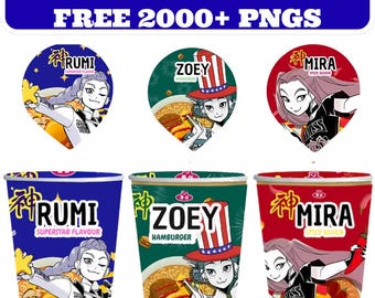 Kpop Demon Hunters Ramen Noodle Labels, Cup Noodle Labels Ramyeon