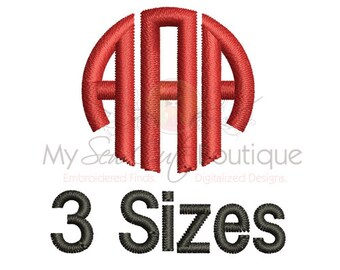 Circle Monogram Font Embroidery - 3 Sizes - BX Embroidery Font Included - 4", 5" and 6" - Instant Download