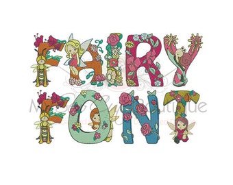 Fairy Machine Embroidery Font Monogram Alphabet Fairy Embroidery Design Baby Girl Embroidery Designs Baby Embroidery Design Girly Embroidery