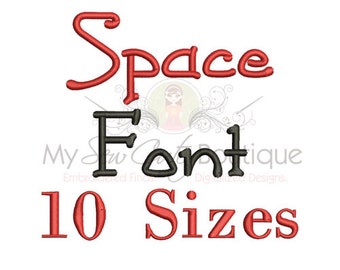 Space Embroidery Fonts Machine Alphabet Monogram PES Designs - 10 Sizes - Instant Download