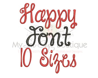 Happy Machine Embroidery Font Monogram Alphabet, Font Embroidery Designs, Embroidery Alphabets, Embrilliance Font, BX Fonts, PES Fonts