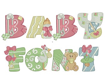 Baby Machine Embroidery Font Monogram Alphabet, Baby Embroidery Font, Baby Embroidery Designs, Girly Embroidery Fonts, Large Embroidery Font