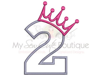 2nd Birthday Applique Design - Machine Embroidery Applique Design - 6 Sizes - Instant Download