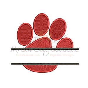 Split Paw Print Machine Embroidery Designs, Paw Embroidery Files, Bear Embroidery Machine, Paw Print Embroidery Design, Digitized Design