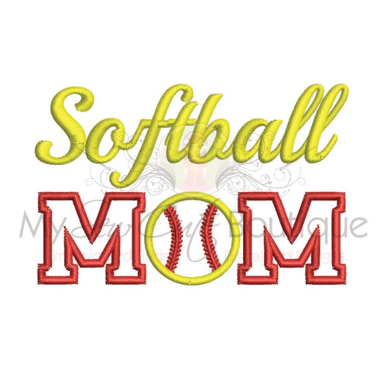 Softball Mom Applique Machine Embroidery Designs Softball Etsy