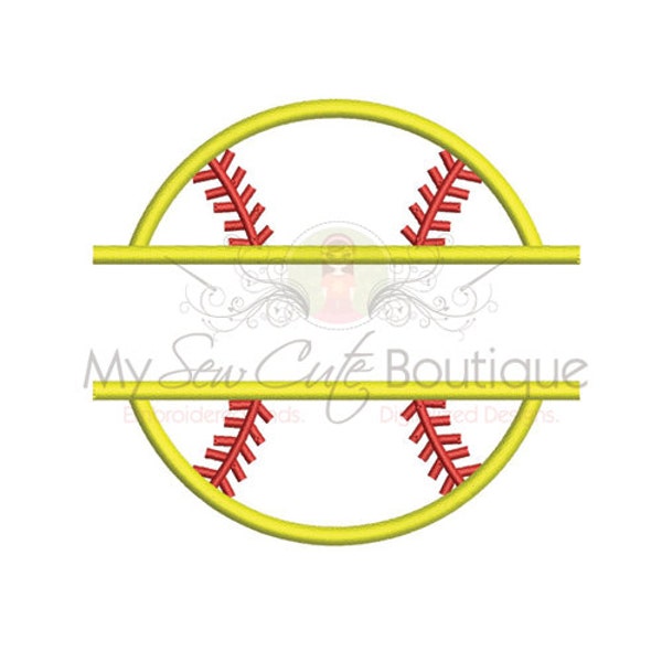 Split Softball Applikation Maschinenstickerei, Softball Applikation Designs, Monogram Applikation Designs, Sticken Applikation Design