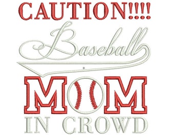 Baseball Mom Applique Machine Embroidery Design, Baseball Mom Applique Design, Baseball Mom Embroidery Design, Baseball Applique Design