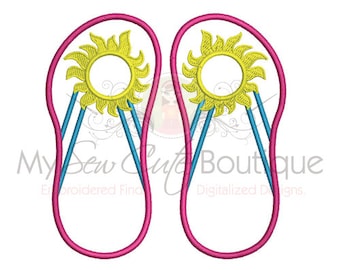 Flip Flops Applique Machine Embroidery Design, Flip Flops Applique Design, PES Flip Flop Embroidery Design, Flip Flop Applique Embroidery