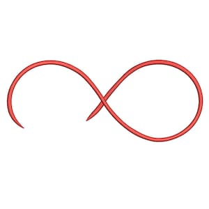 May include: A red infinity symbol drawn on a white background.