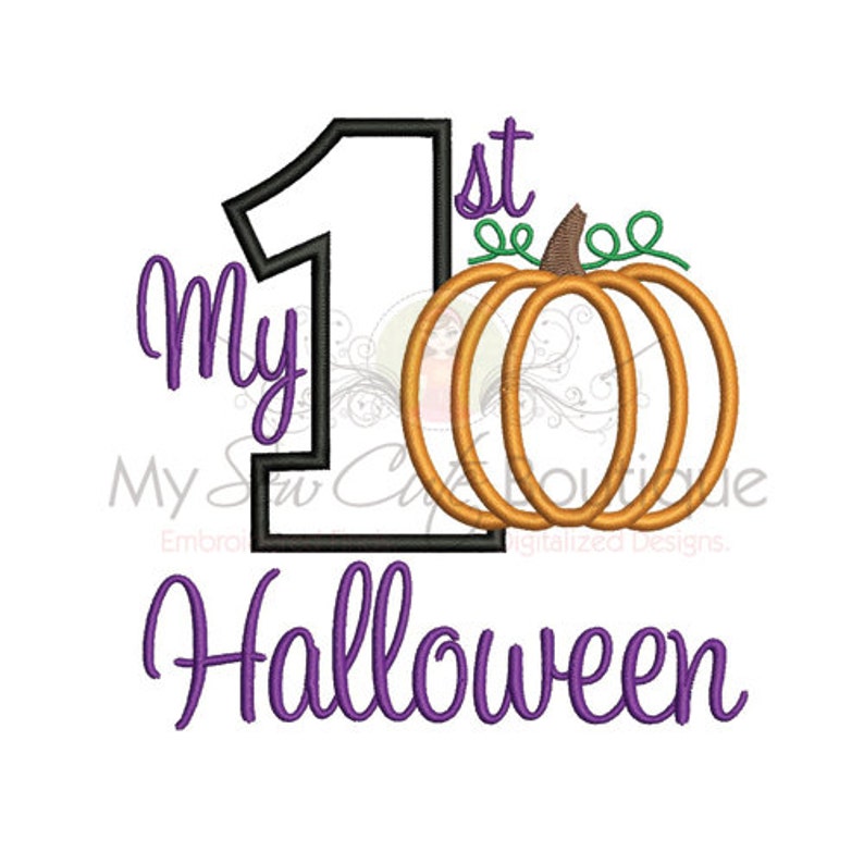 My 1st Halloween Applique Machine Embroidery Designs Halloween Applique Designs, 1st Halloween Embroidery Design, Pumpkin Embroidery Design image 2