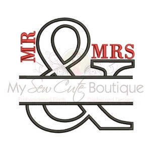 Mr and Mrs Applique Machine Embroidery Design, Wedding Applique Design, Mr Mrs Embroidery Design, Applique Towel, Applique Pillow Case image 2
