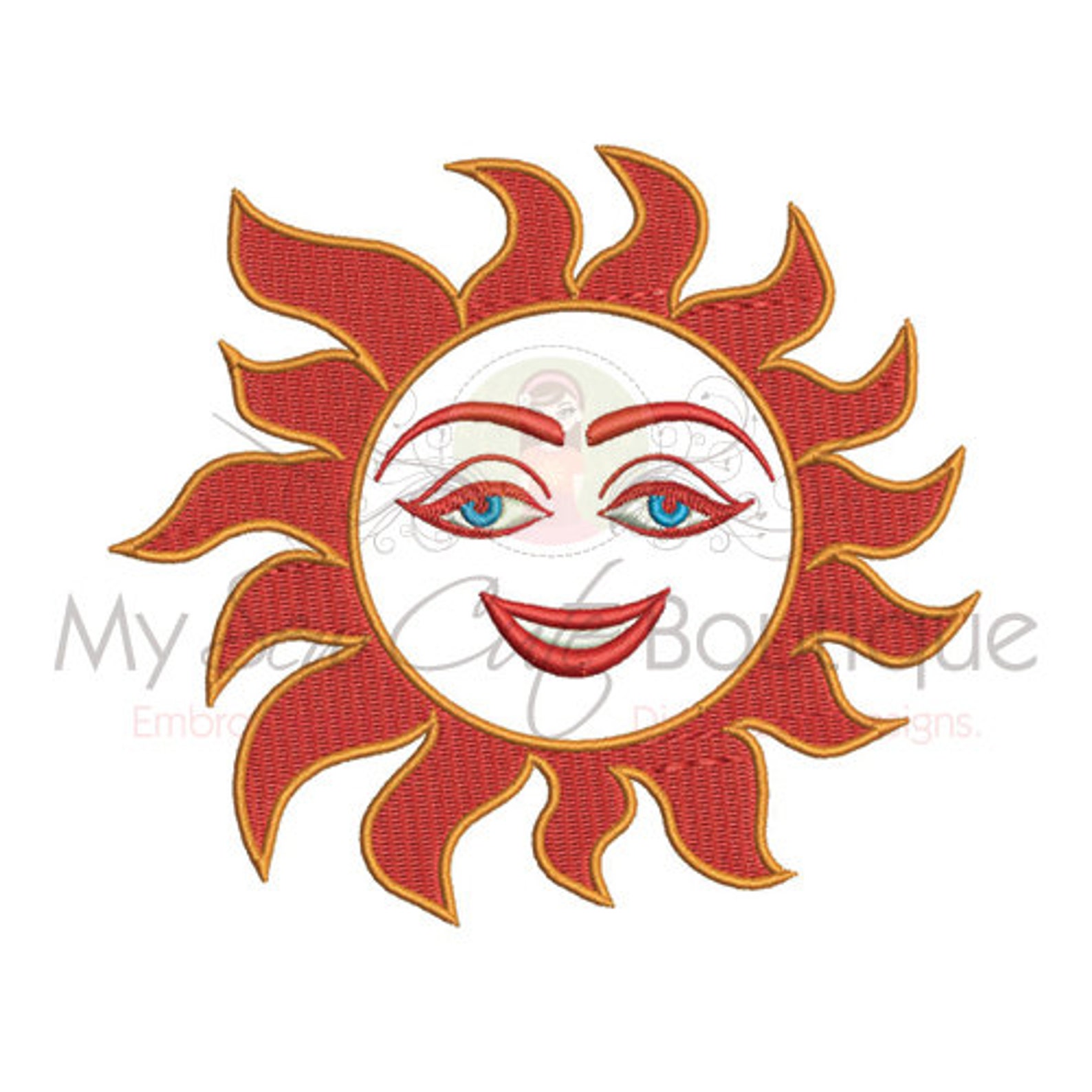 Sun Applique Machine Embroidery Design Sun Applique Design Etsy