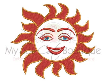 Sun Applique Machine Embroidery Design, Sun Applique Design, Sun Embroidery, Summer Applique, Beach Applique, Spring Applique for Girls
