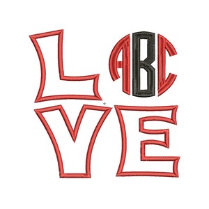 INSTANT DOWNLOAD Love Monogram Font Machine Embroidery Design Set