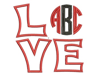 INSTANT DOWNLOAD Love Monogram Font Machine Embroidery Design Set