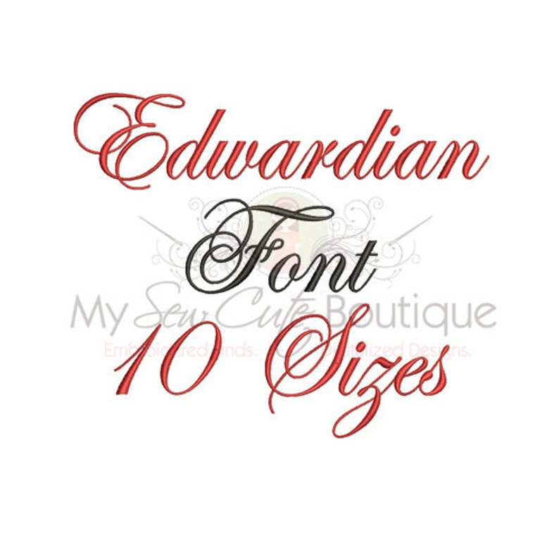 Pu&ograve; includere: Font Edwardian in 10 dimensioni, un font digitale per ricamo in stile corsivo.