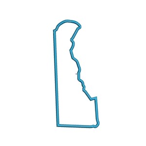 May include: Outline of the state of Delaware in a light blue color.