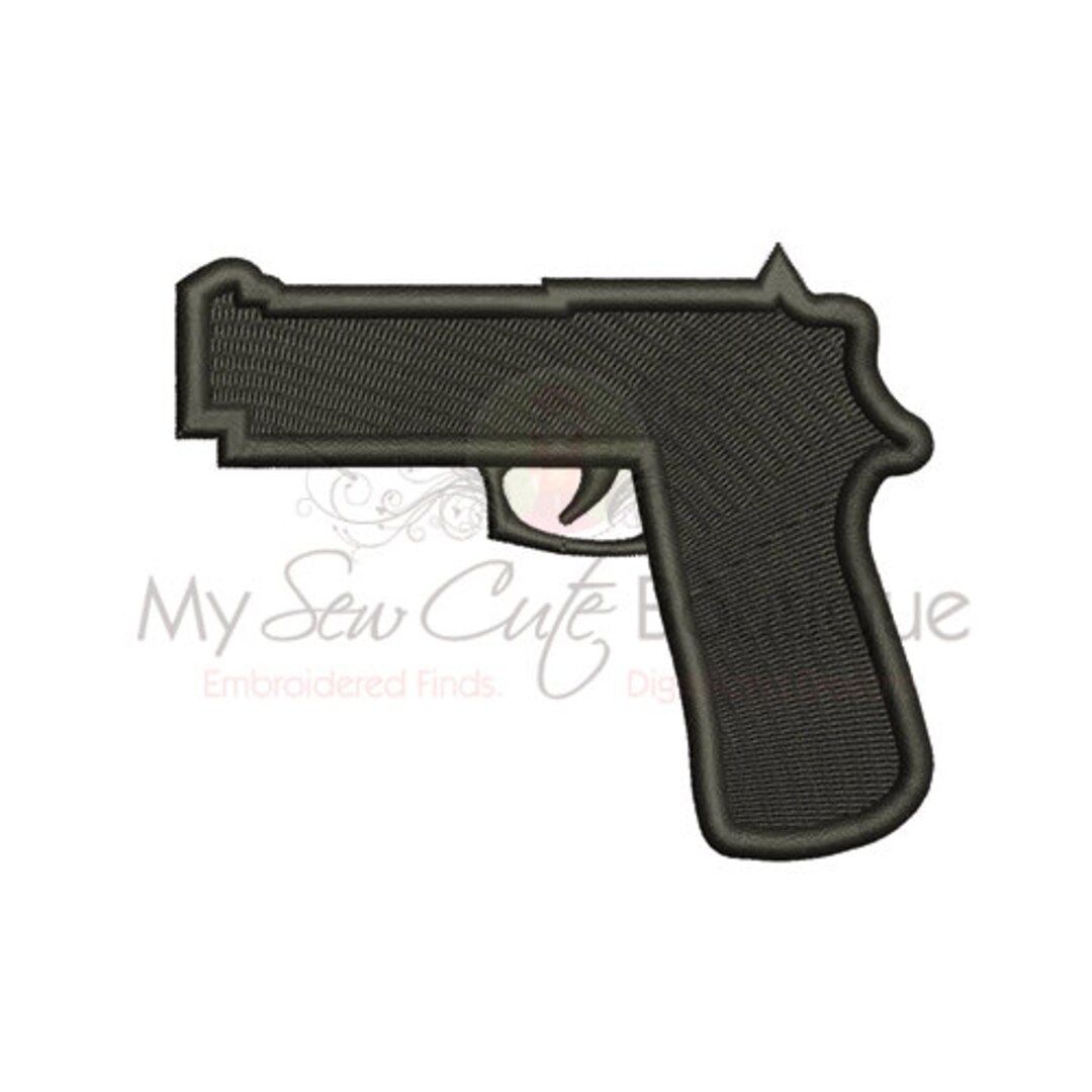 Gun Machine Embroidery Design, Gun Embroidery Design, Pistol Embroidery