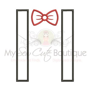 Bowtie and Suspenders Applique Machine Embroidery Designs, Bow Tie Applique Design, Bowtie Applique, Suspenders Applique, Tie Applique