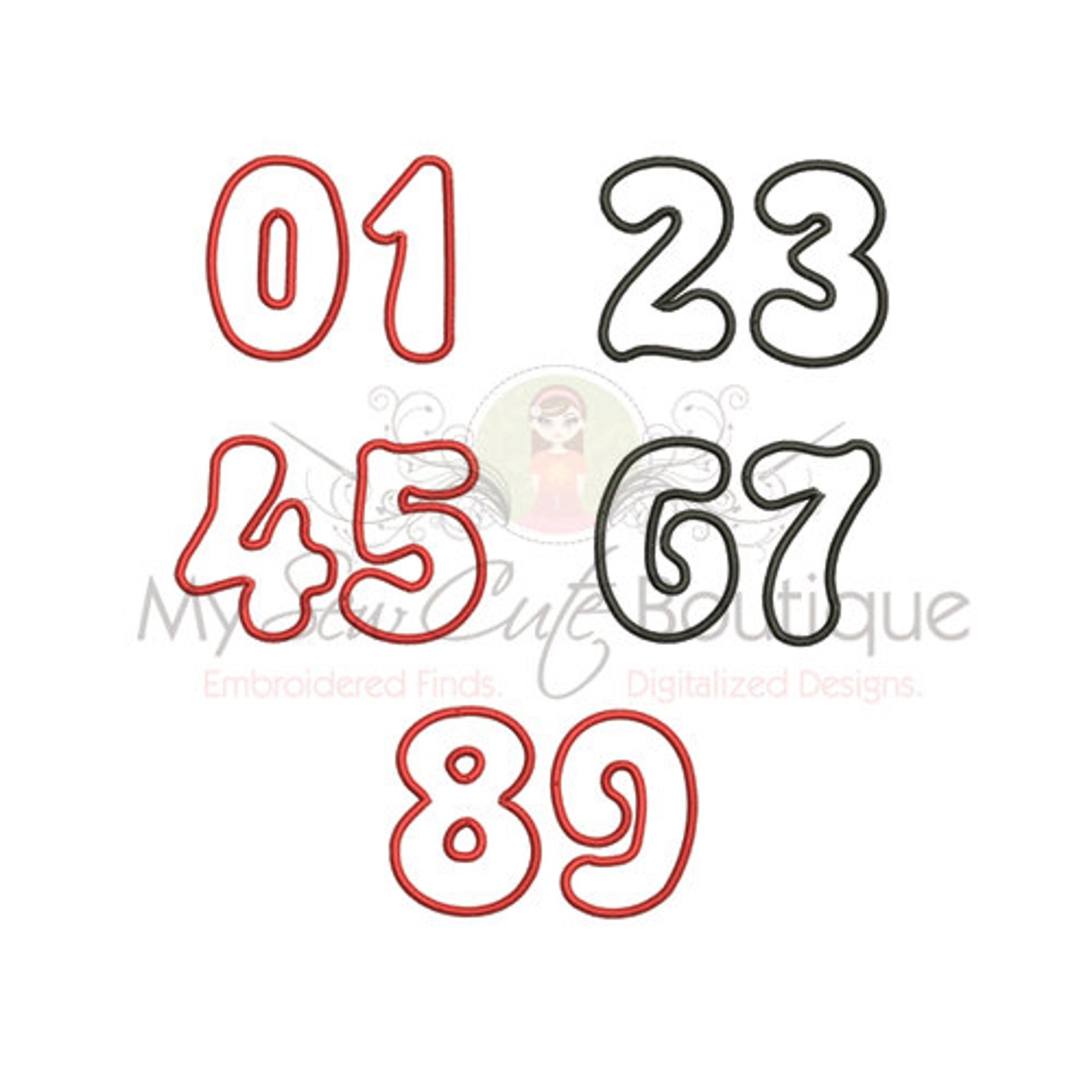 Applique Numbers Embroidery Design Embroidery Applique Etsy