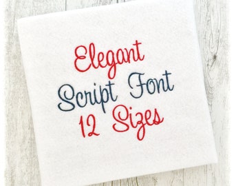 Elegant Script Machine Embroidery Fonts Designs ~ 12 Sizes Included