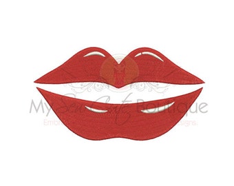 Lip Machine Embroidery Designs, Lip Embroidery Design, Love Embroidery Files, Baby Girl Embroidery Machine, Valentine Embroidery, PES File