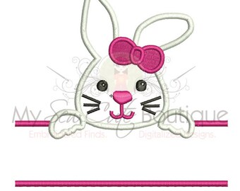 Bunny Monogram Applique Machine Embroidery Designs, Easter Applique Designs, Bunny Applique Frame, Embroidery Bunny, Split Bunny Monogram