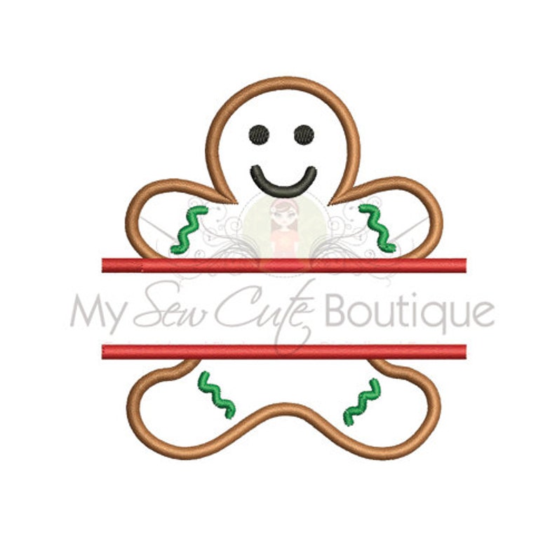 Split Gingerbread Man Applique Machine Embroidery Designs Christmas ...