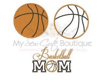 Basketball Embroidery Applique Pack - 3 Sizes Each - Instant Download