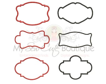 Scroll Machine Applique Frame Design - 10 Sizes Each - Instant Download