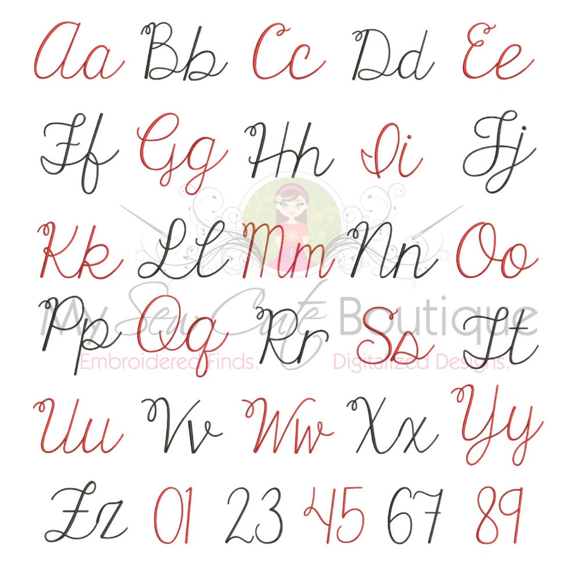Embroidery Script Fonts PES Monogram Satin Stitch BX Designs - Script ...