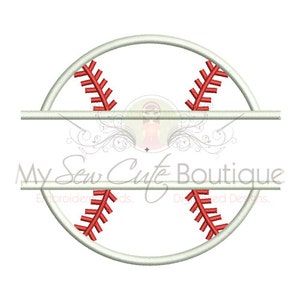 Split Baseball Applique Machine Embroidery Design, Split Baseball Embroidery Designs, Baseball Applique Design, Softball Applique Embroidery